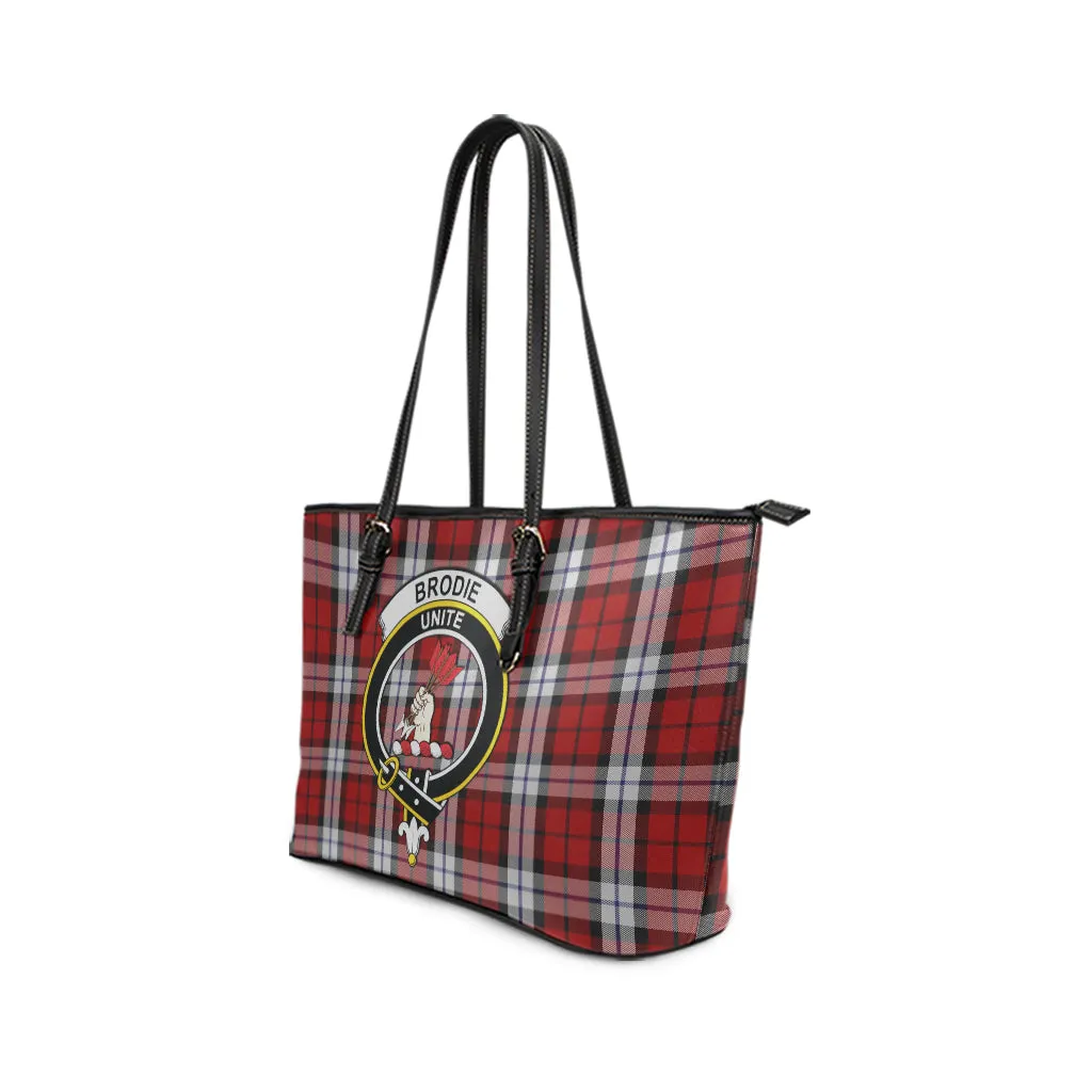 Brodie Dress Tartan Leather Tote Bag with Family Crest