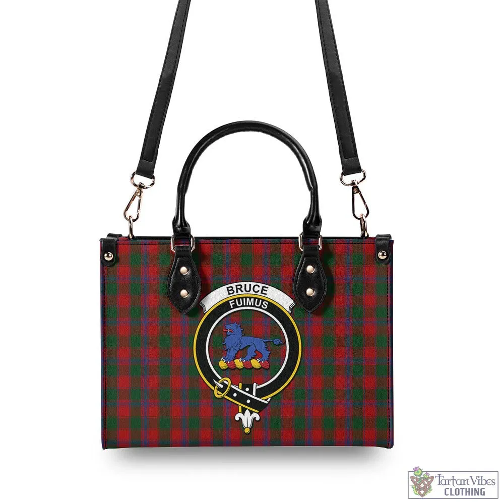 Bruce Old Tartan Luxury Leather Handbags with Family Crest