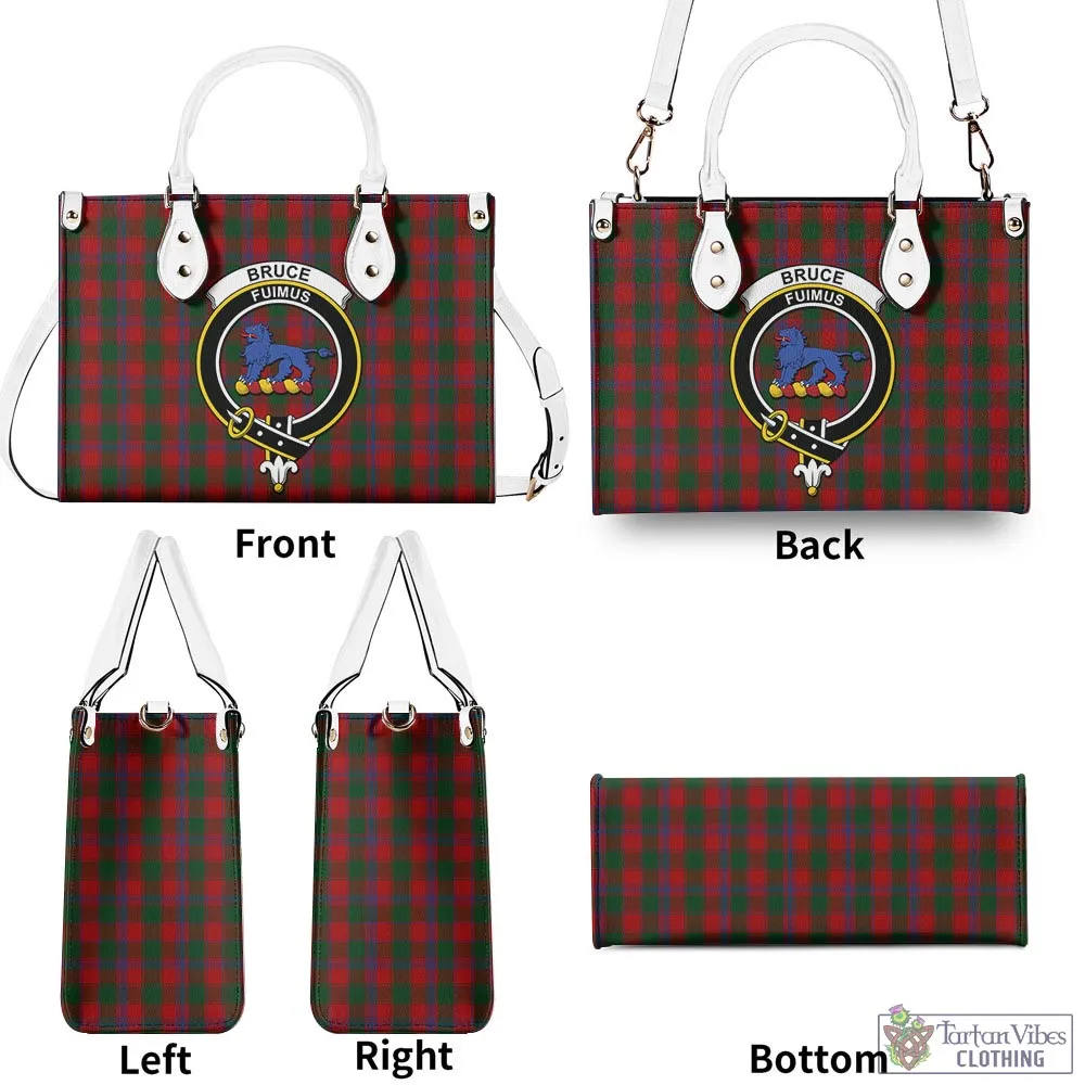 Bruce Old Tartan Luxury Leather Handbags with Family Crest