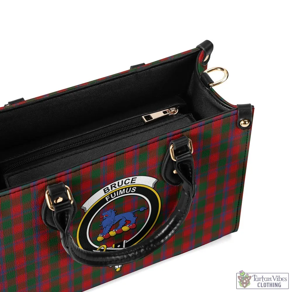 Bruce Old Tartan Luxury Leather Handbags with Family Crest