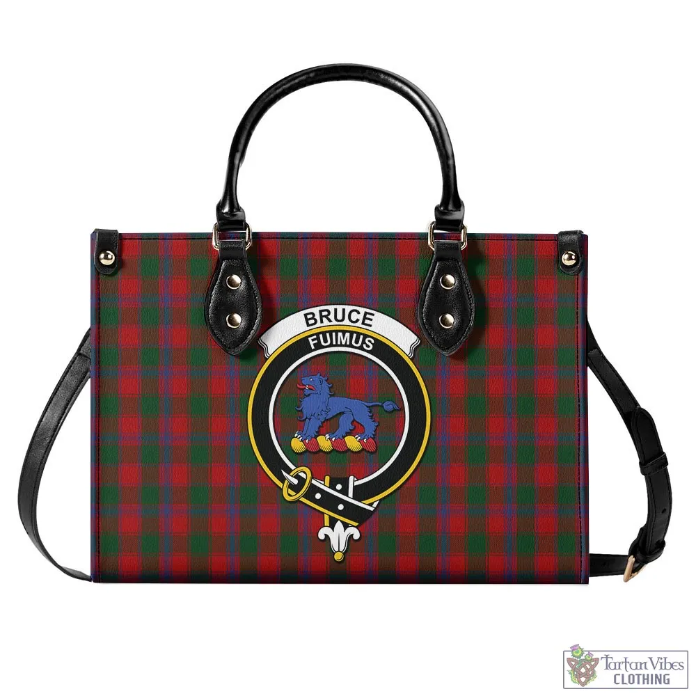 Bruce Old Tartan Luxury Leather Handbags with Family Crest