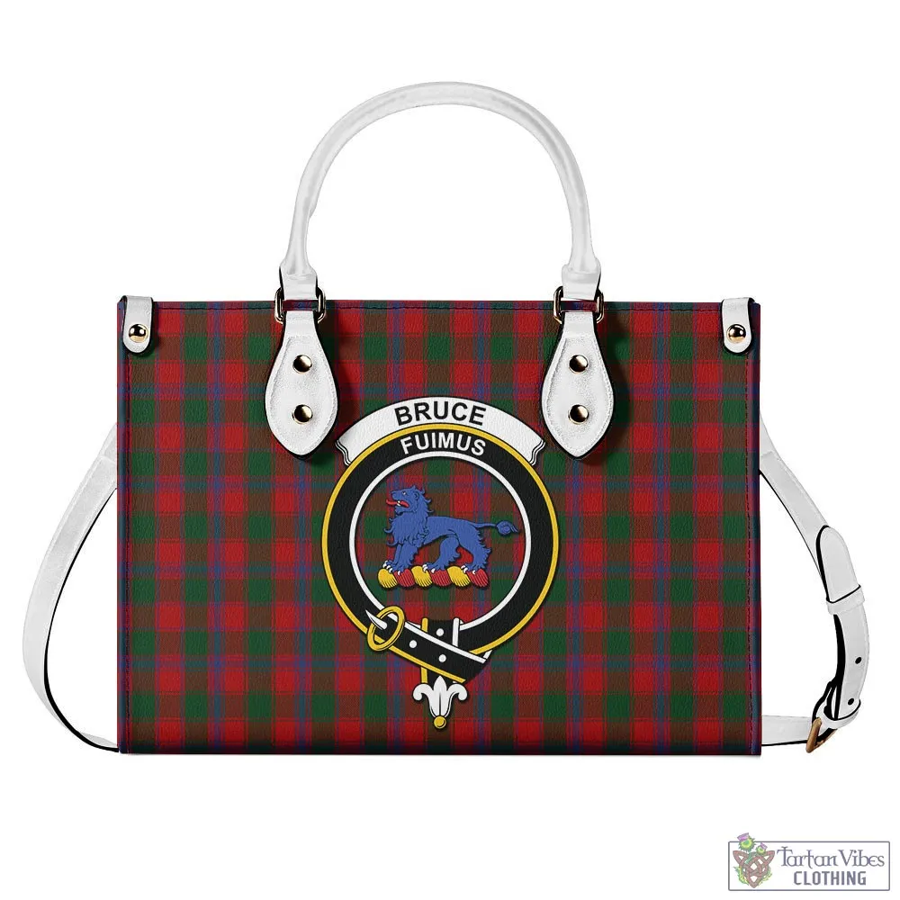 Bruce Old Tartan Luxury Leather Handbags with Family Crest