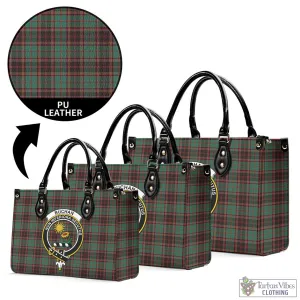 Buchan Ancient Tartan Luxury Leather Handbags with Family Crest