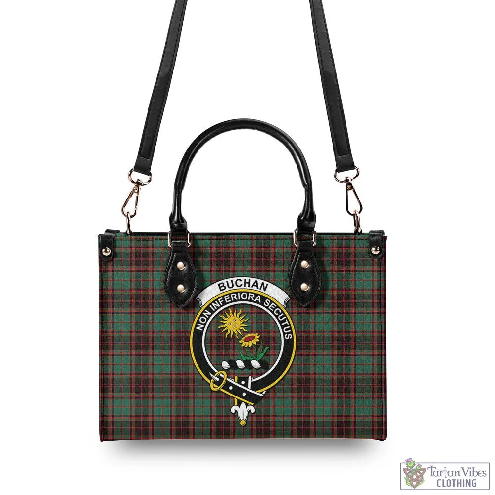 Buchan Ancient Tartan Luxury Leather Handbags with Family Crest