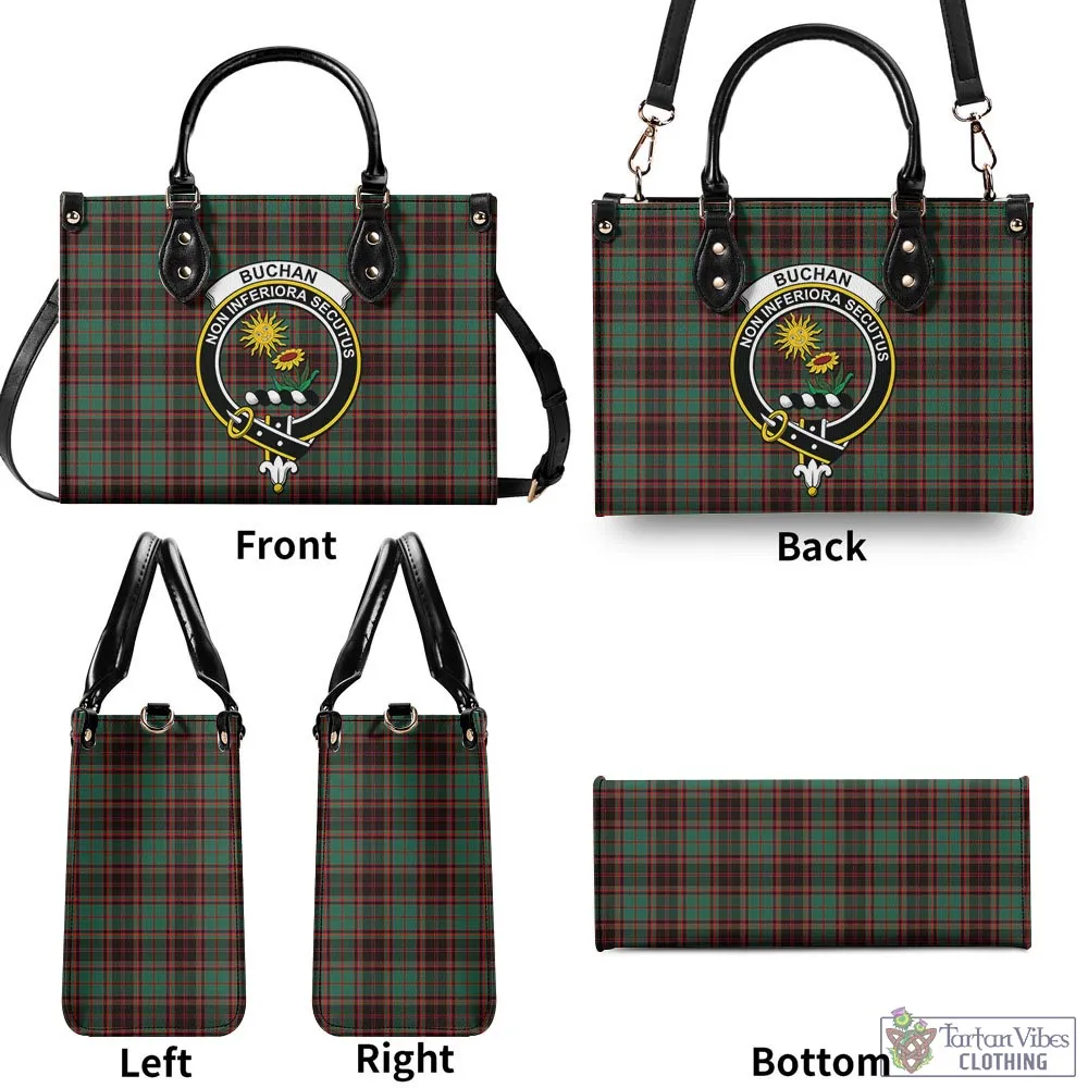 Buchan Ancient Tartan Luxury Leather Handbags with Family Crest