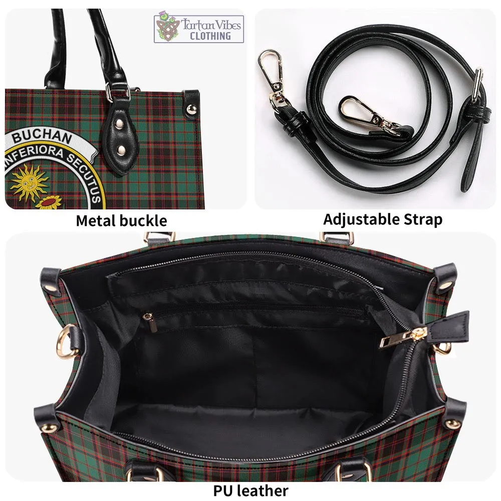 Buchan Ancient Tartan Luxury Leather Handbags with Family Crest