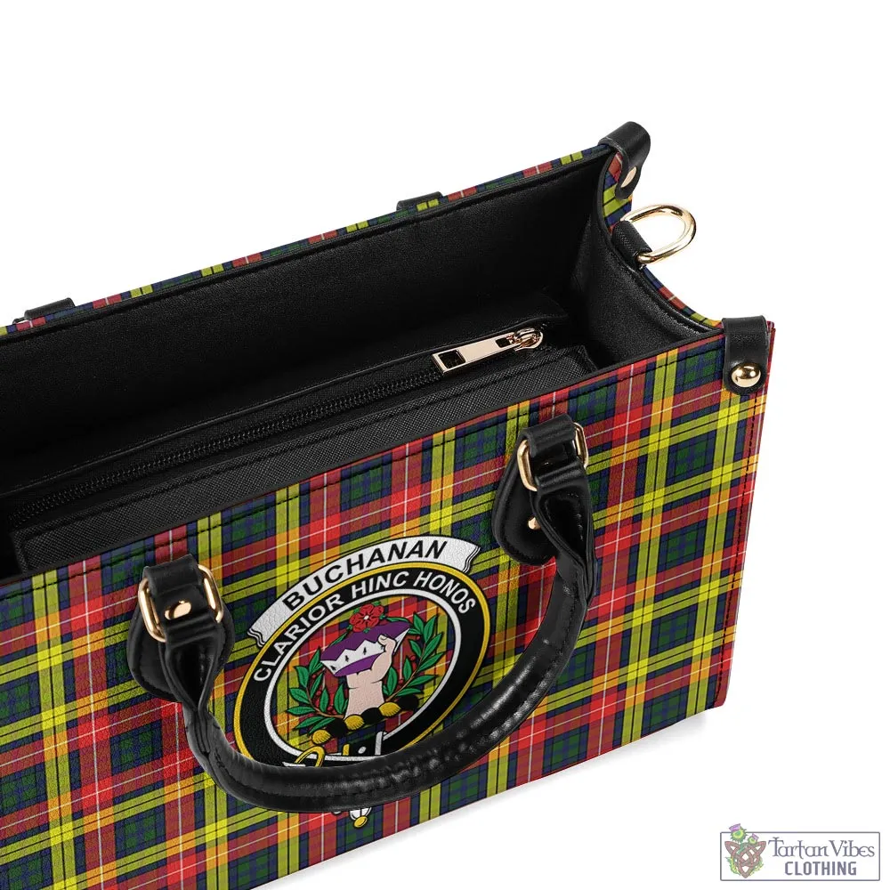 Buchanan Modern Tartan Luxury Leather Handbags with Family Crest