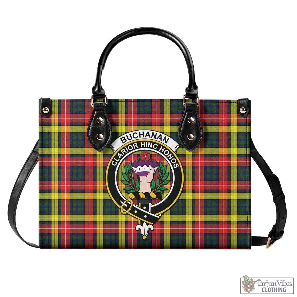 Buchanan Modern Tartan Luxury Leather Handbags with Family Crest