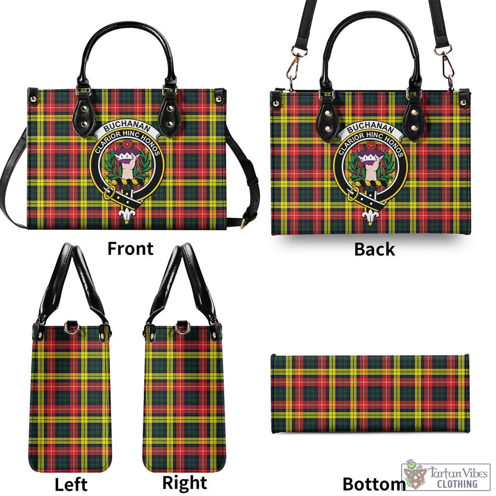 Buchanan Modern Tartan Luxury Leather Handbags with Family Crest