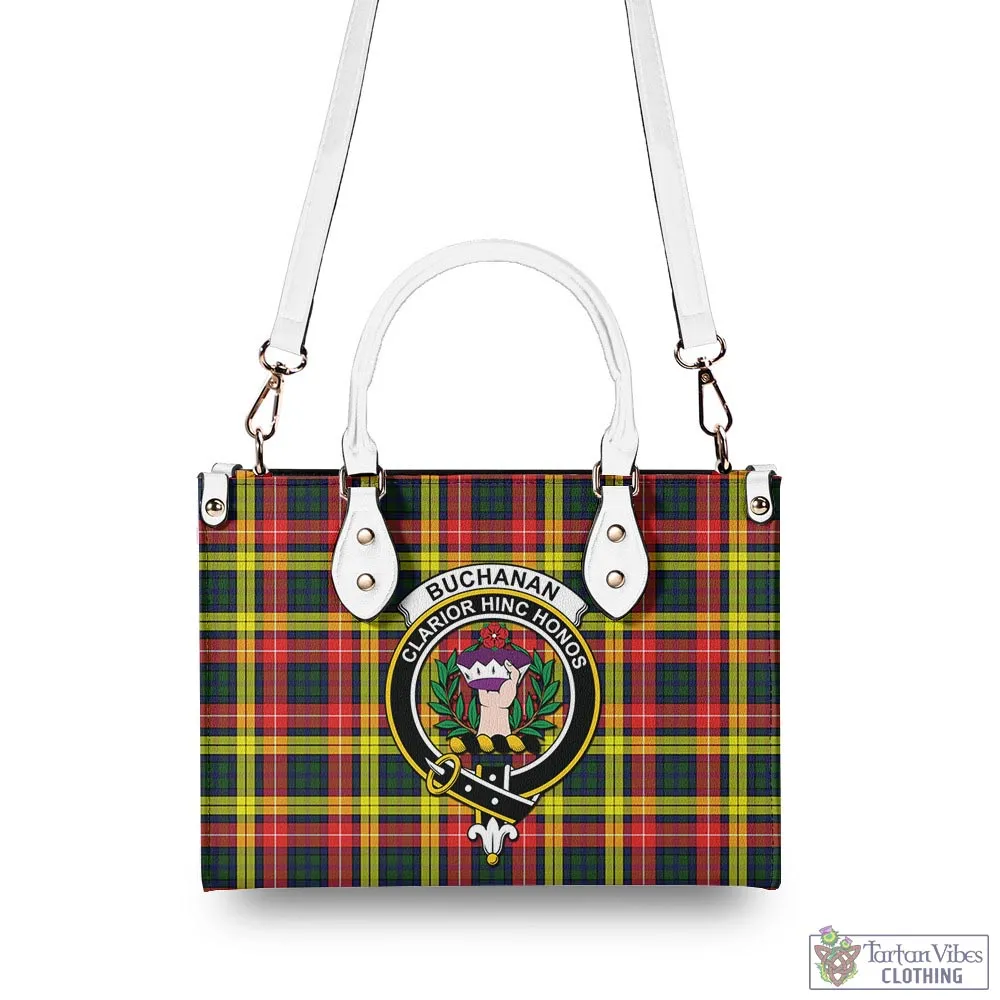 Buchanan Modern Tartan Luxury Leather Handbags with Family Crest