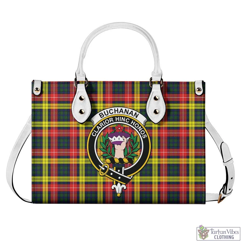 Buchanan Modern Tartan Luxury Leather Handbags with Family Crest