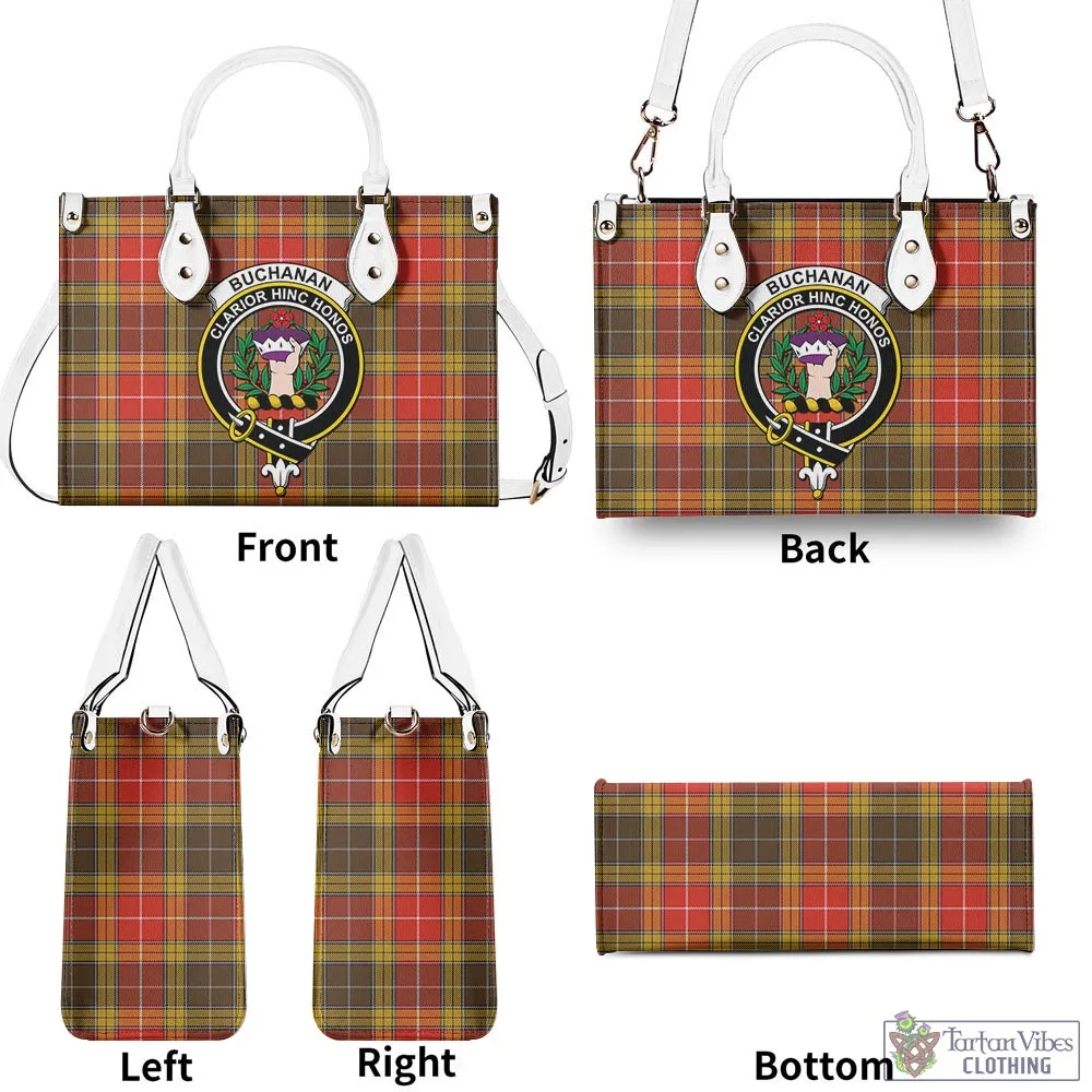 Buchanan Old Set Weathered Tartan Luxury Leather Handbags with Family Crest