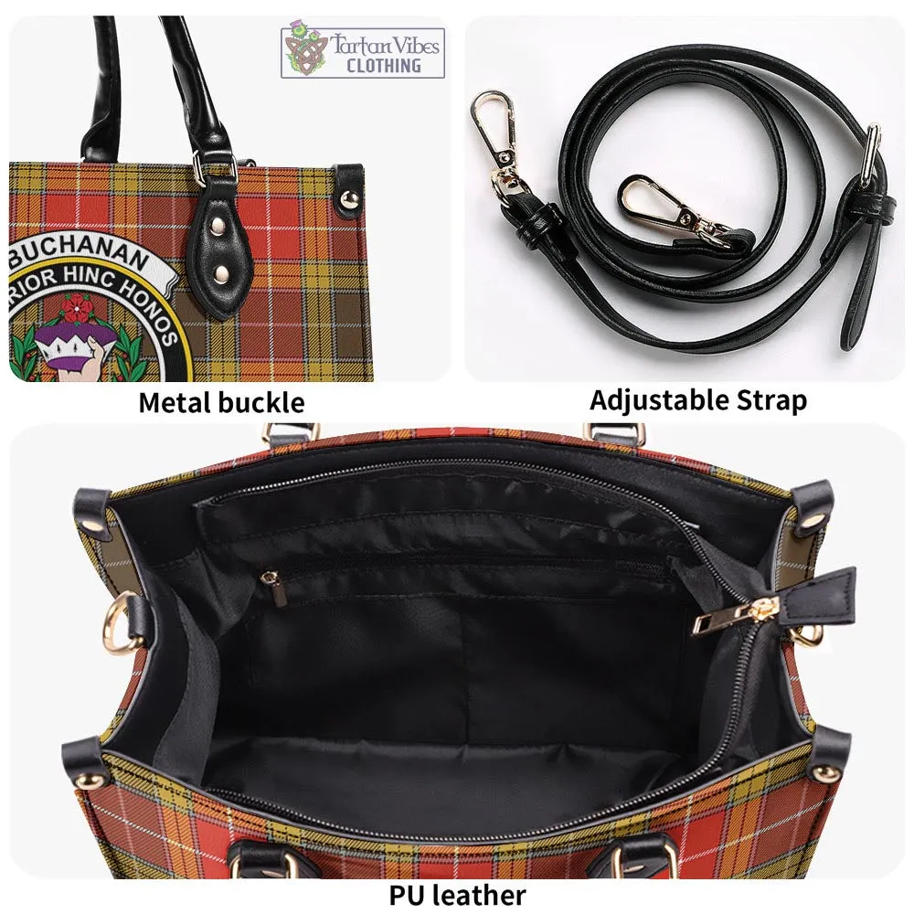 Buchanan Old Set Weathered Tartan Luxury Leather Handbags with Family Crest