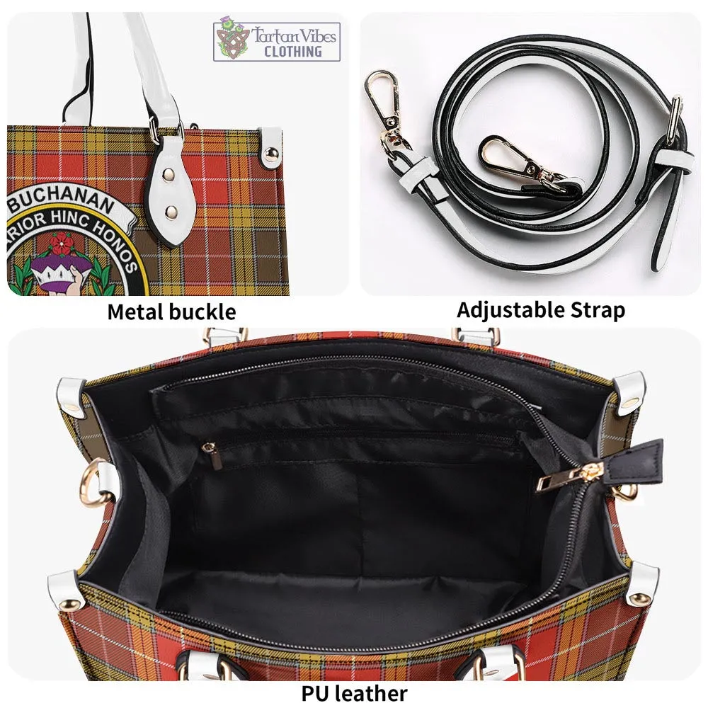 Buchanan Old Set Weathered Tartan Luxury Leather Handbags with Family Crest