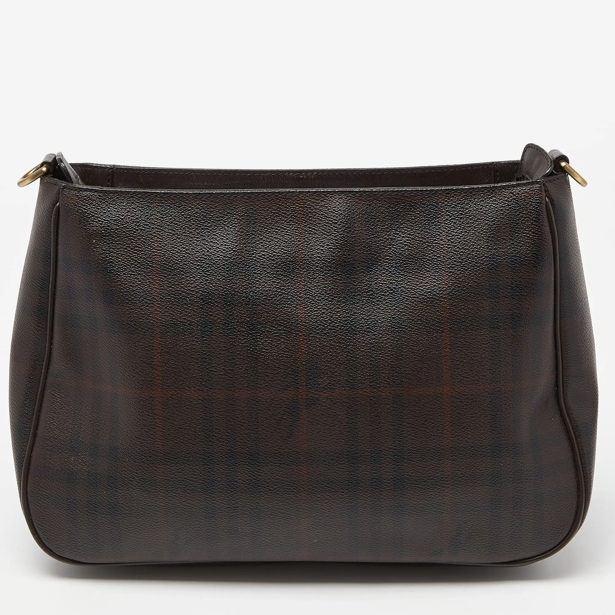 BURBERRY Brown Haymarket Check PVC Hobo