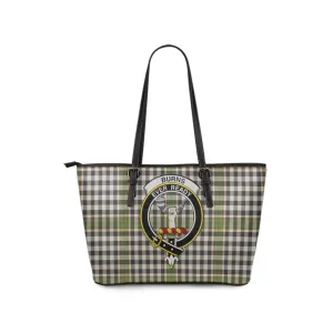 Burns Check Tartan Leather Tote Bag with Family Crest