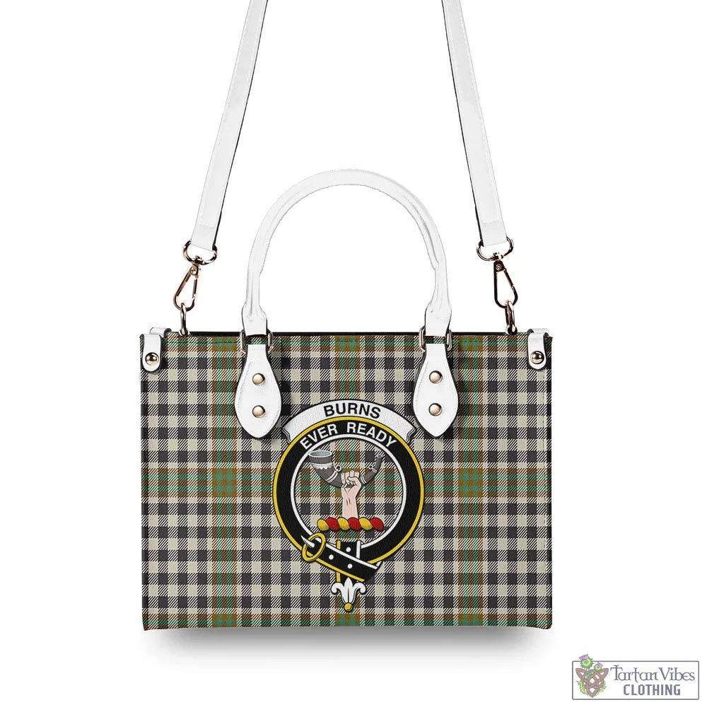 Burns Check Tartan Luxury Leather Handbags with Family Crest