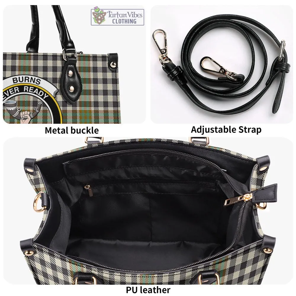 Burns Check Tartan Luxury Leather Handbags with Family Crest