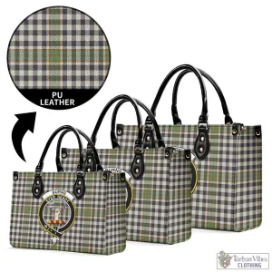 Burns Check Tartan Luxury Leather Handbags with Family Crest