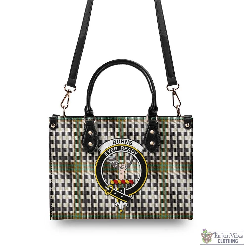 Burns Check Tartan Luxury Leather Handbags with Family Crest