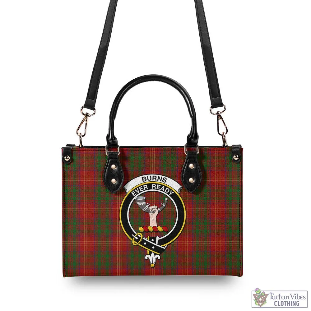 Burns Tartan Luxury Leather Handbags with Family Crest