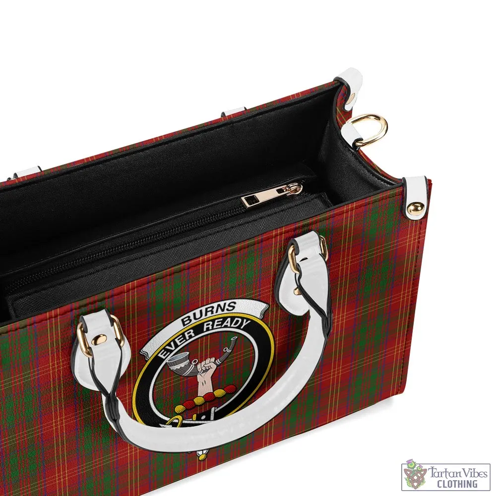 Burns Tartan Luxury Leather Handbags with Family Crest