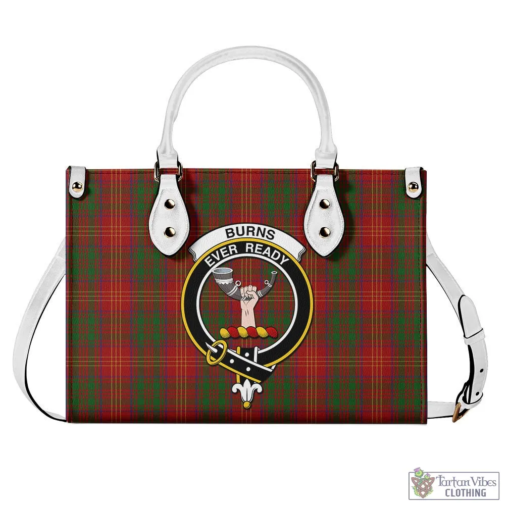 Burns Tartan Luxury Leather Handbags with Family Crest