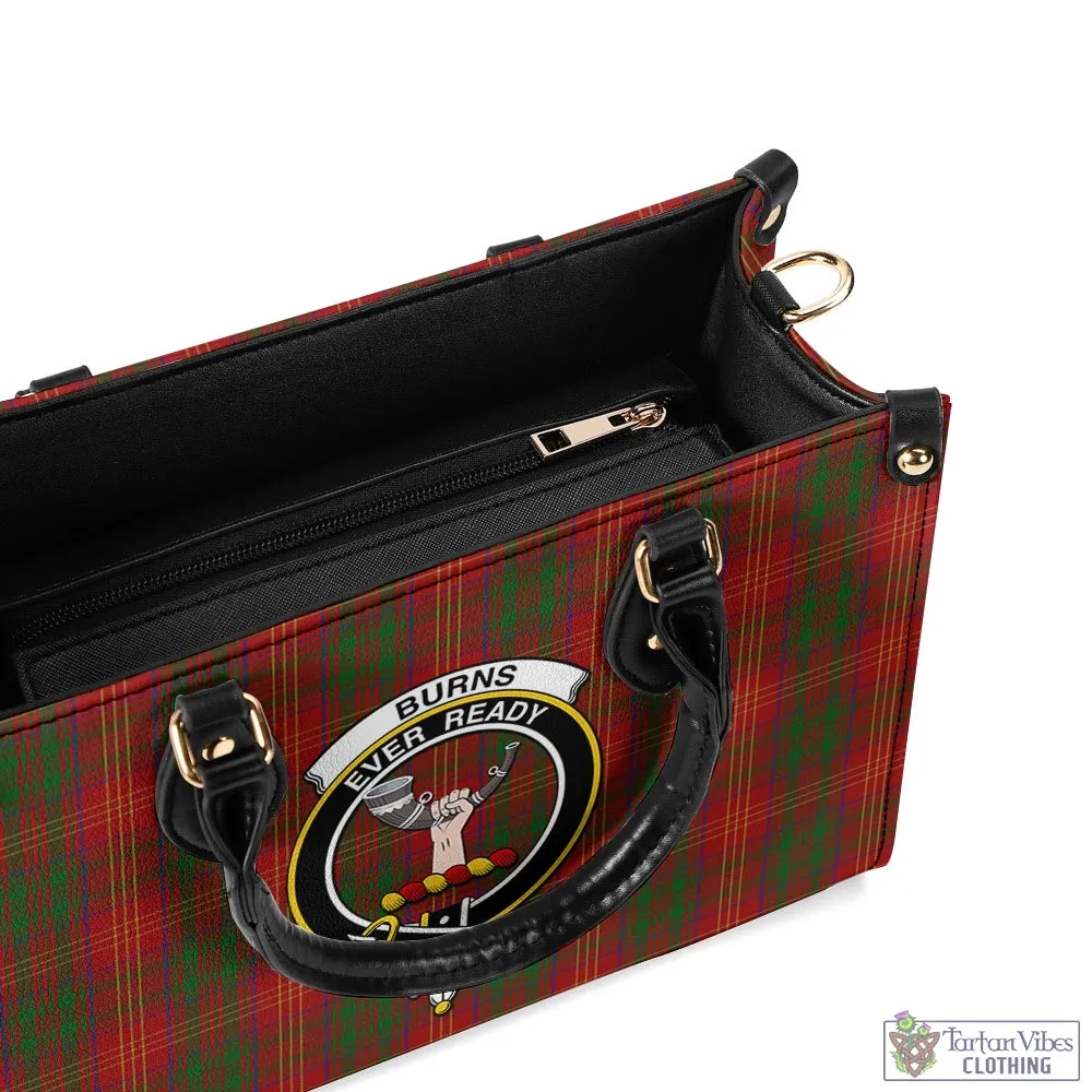 Burns Tartan Luxury Leather Handbags with Family Crest