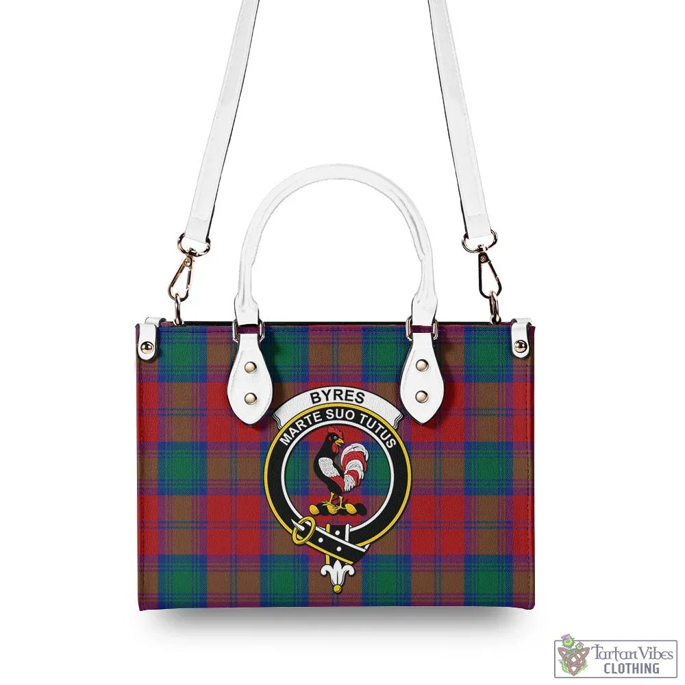 Byres (Byses) Tartan Luxury Leather Handbags with Family Crest