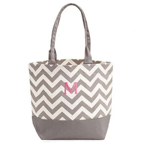 Chevron Canvas Tote - Gray