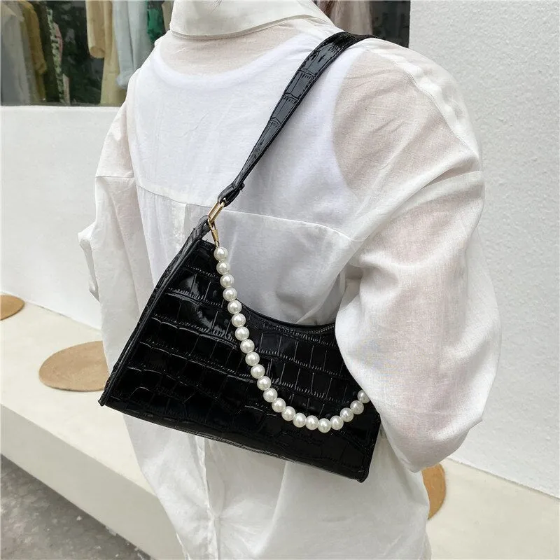 Chic and Posh Mini Handbags with Pearl Band Accent