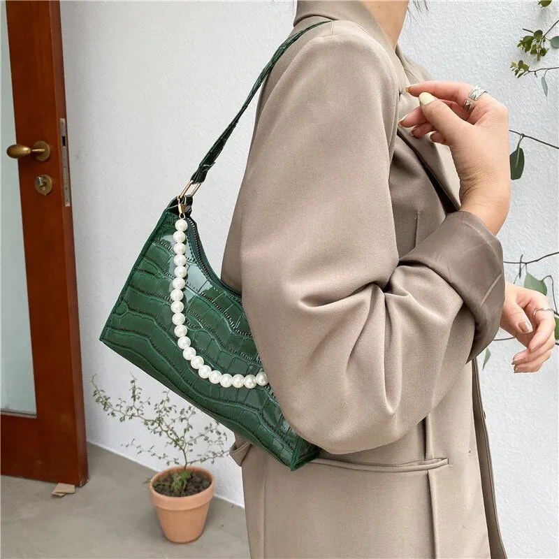 Chic and Posh Mini Handbags with Pearl Band Accent