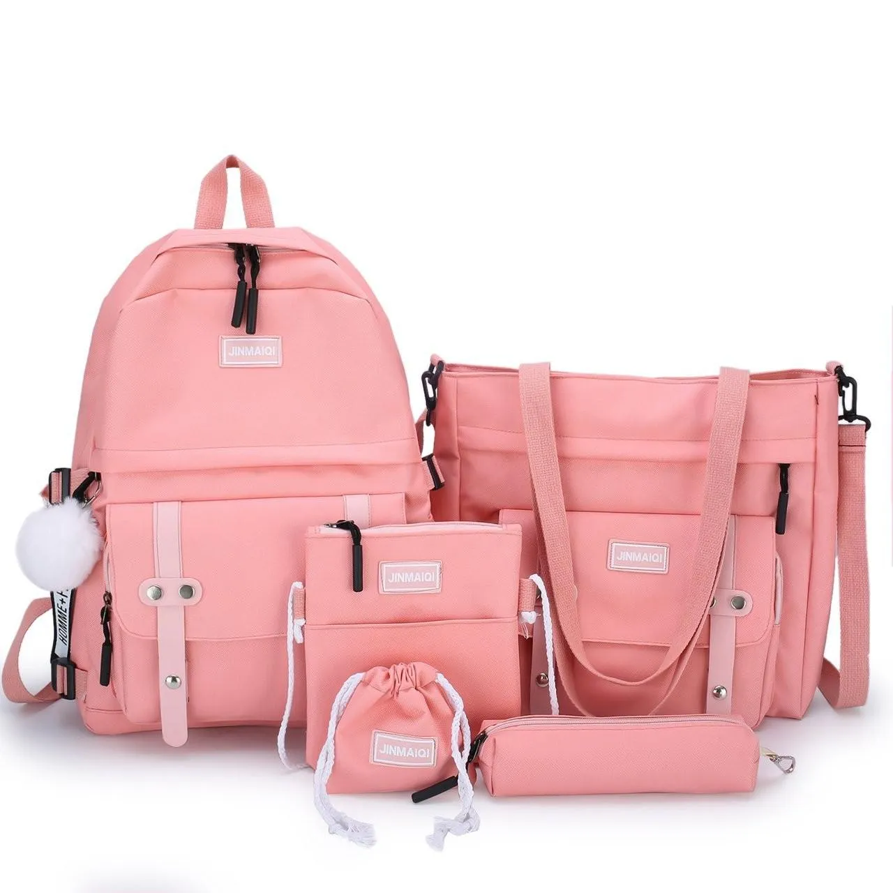 deanwangkt 5 pcs sets canvas Schoolbags For Teenage Girls Women Backpacks Laptop keychain School Bags Travel Bagpack Mochila Escolar