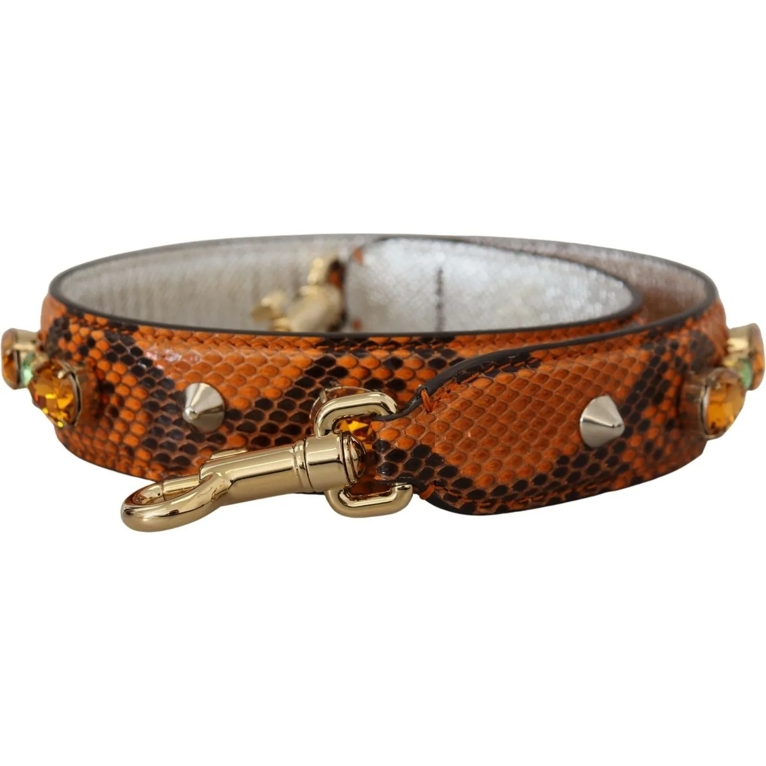 Dolce & Gabbana Chic Orange Leather Bag Strap with Gold-Tone Clasps