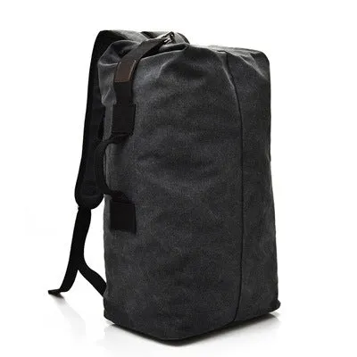 FM308 Large Capacity Outdoor Travel Man Canvas Double Shoulder Backpack Student Schoolbag, Specification: Large Black