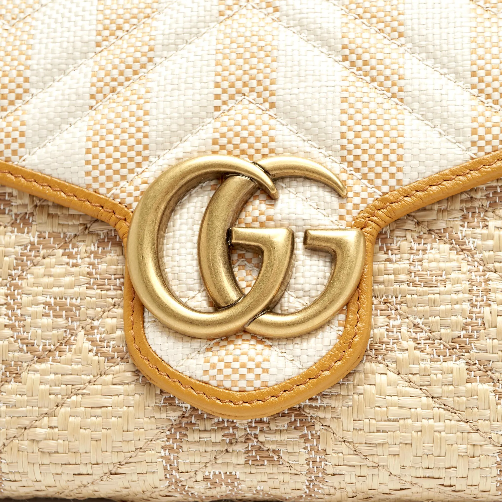 Gucci Raffia GG Monogram Matelassé Chain Wallet