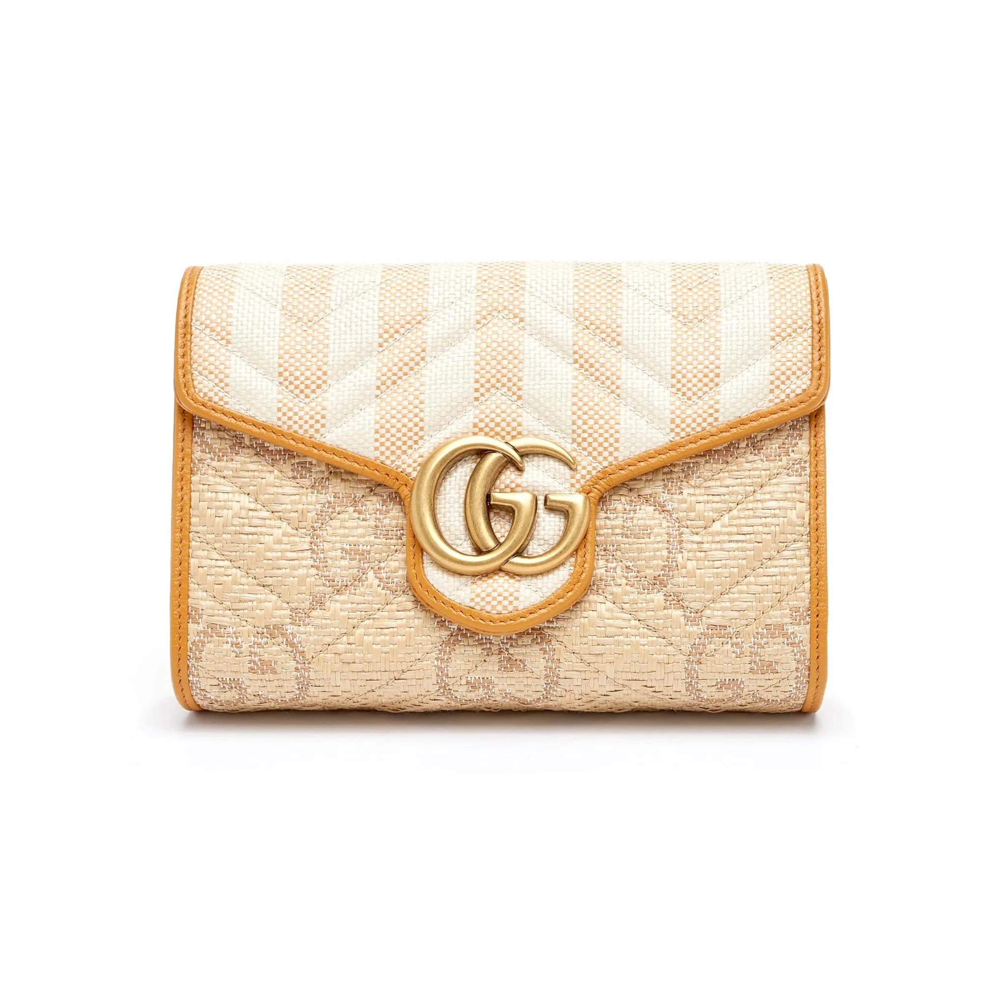 Gucci Raffia GG Monogram Matelassé Chain Wallet