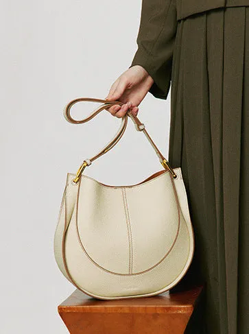 H1656 - Molly Genuine Leather Saddle Bag (Cream)