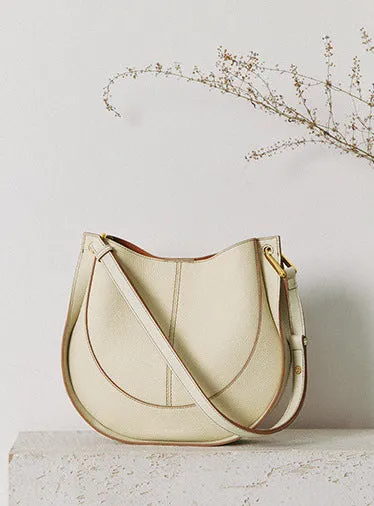 H1656 - Molly Genuine Leather Saddle Bag (Cream)