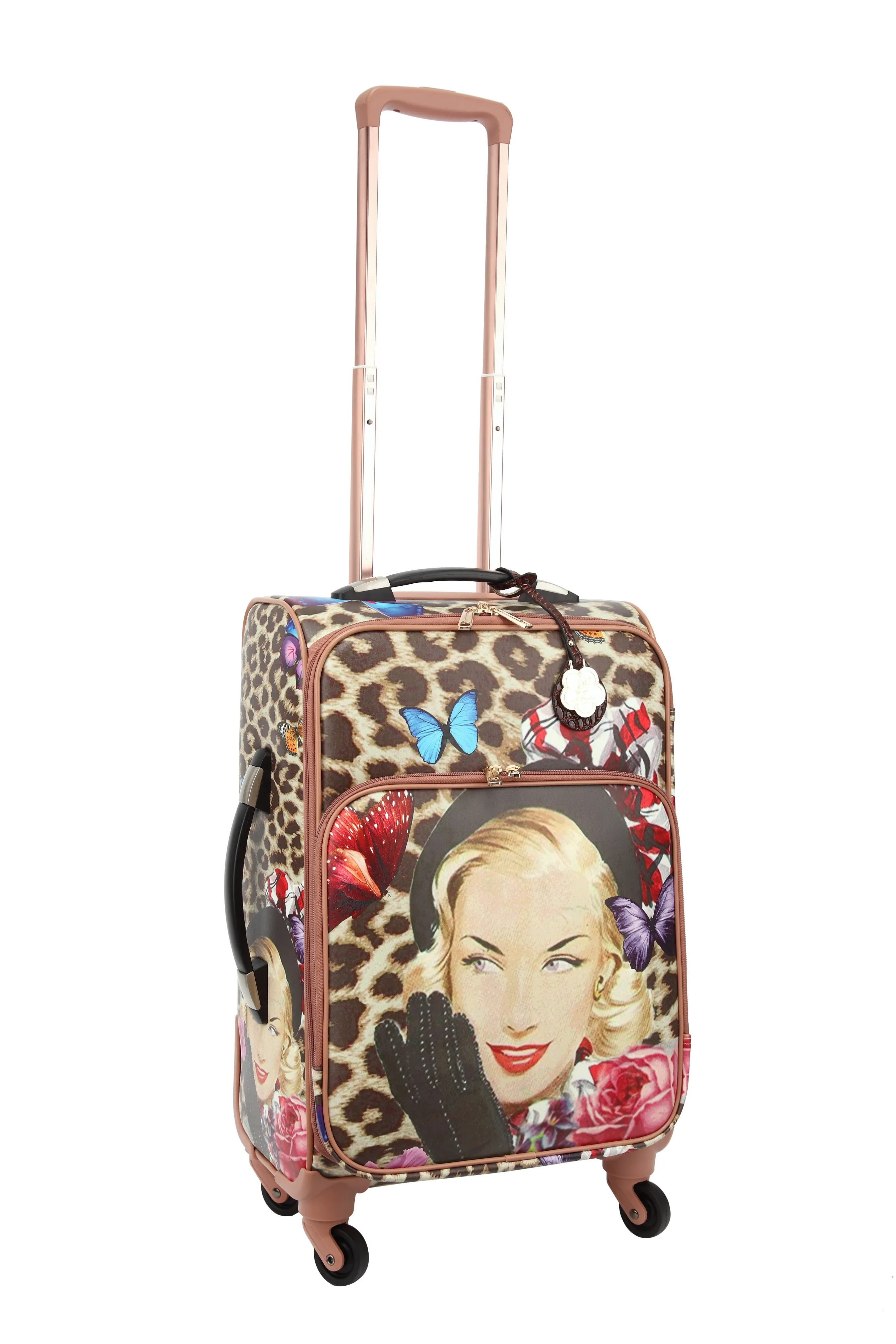 Leopard Vintage Carry on Luggage with Spinner Wheels