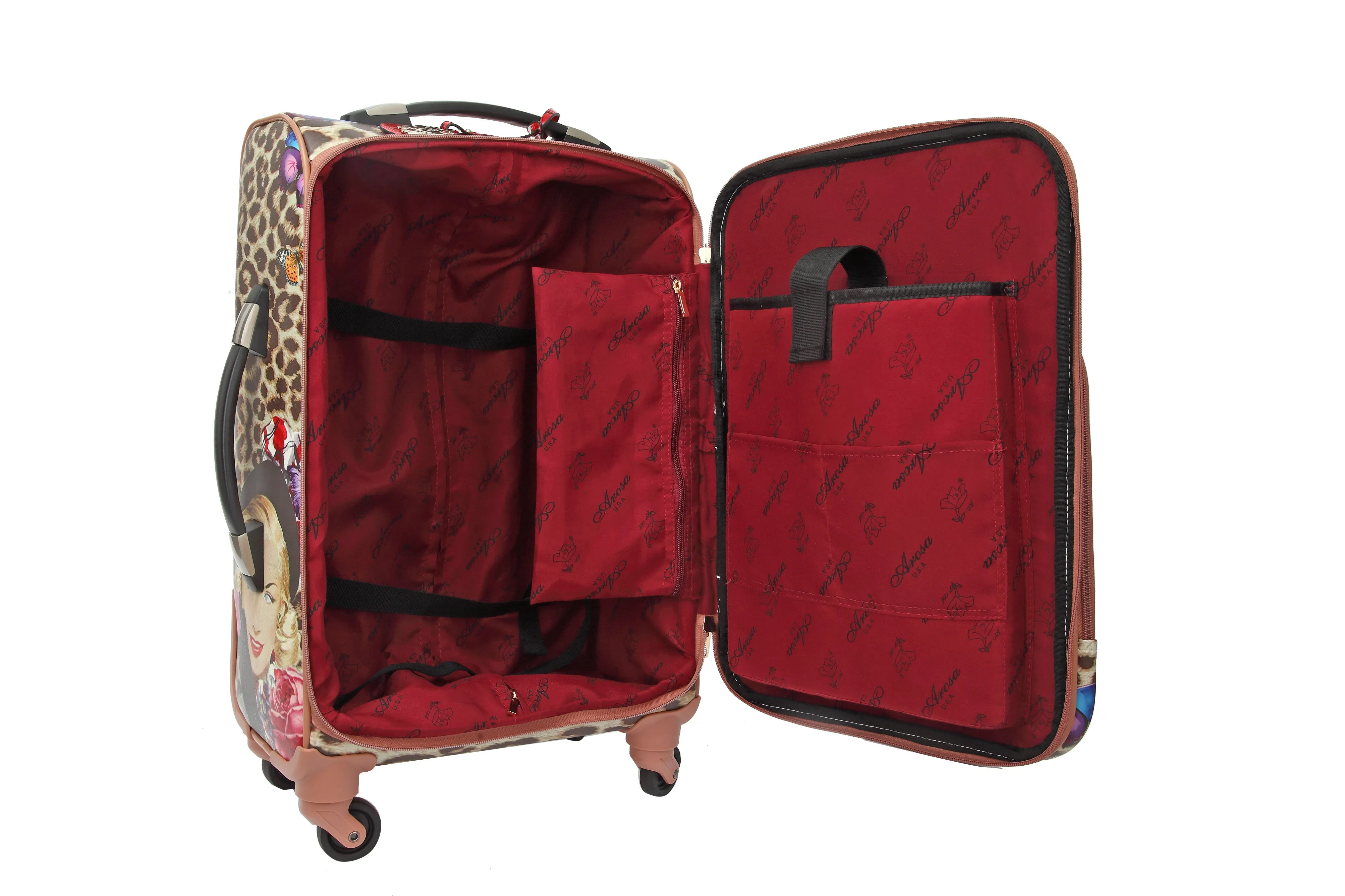 Leopard Vintage Carry on Luggage with Spinner Wheels