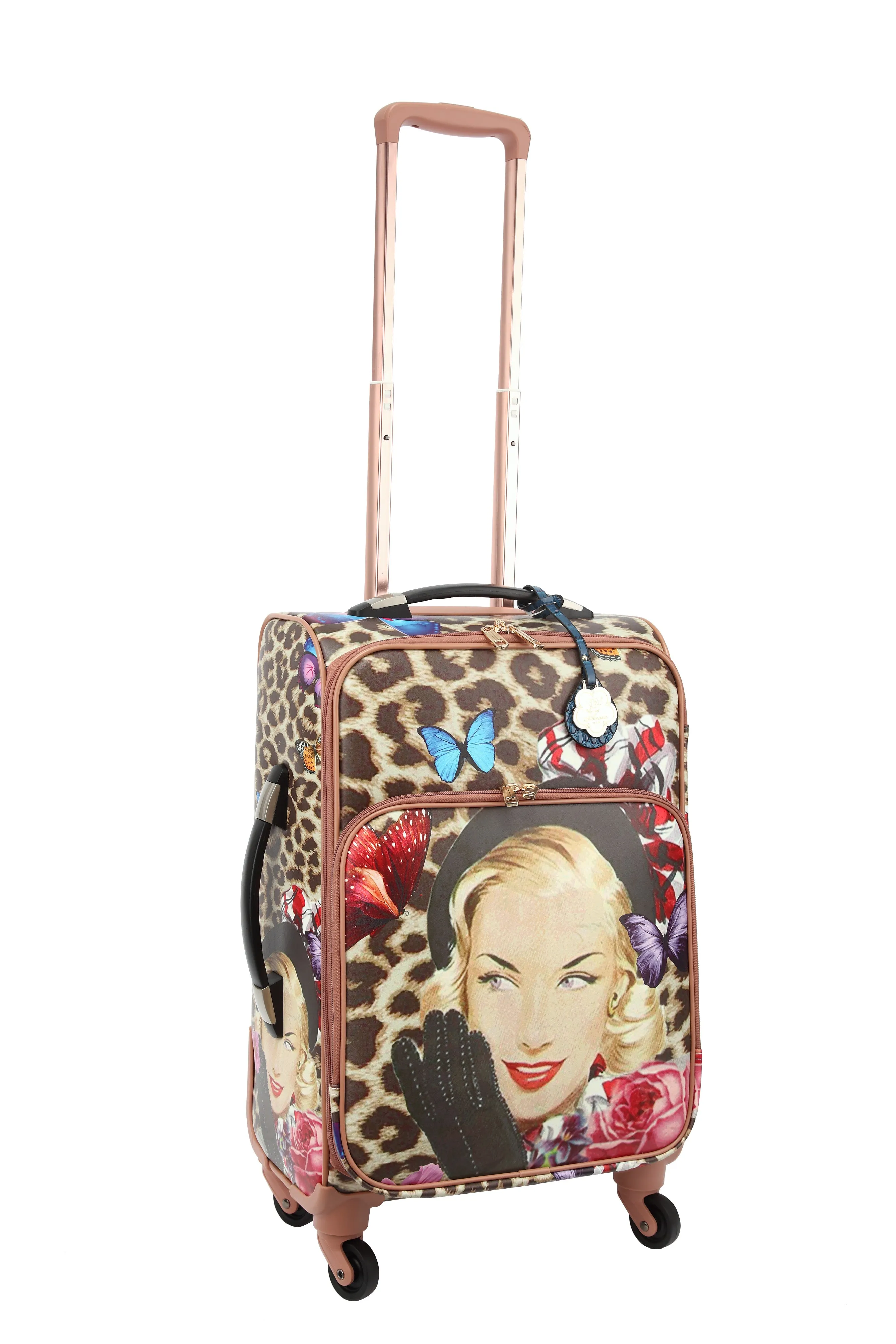 Leopard Vintage Carry on Luggage with Spinner Wheels