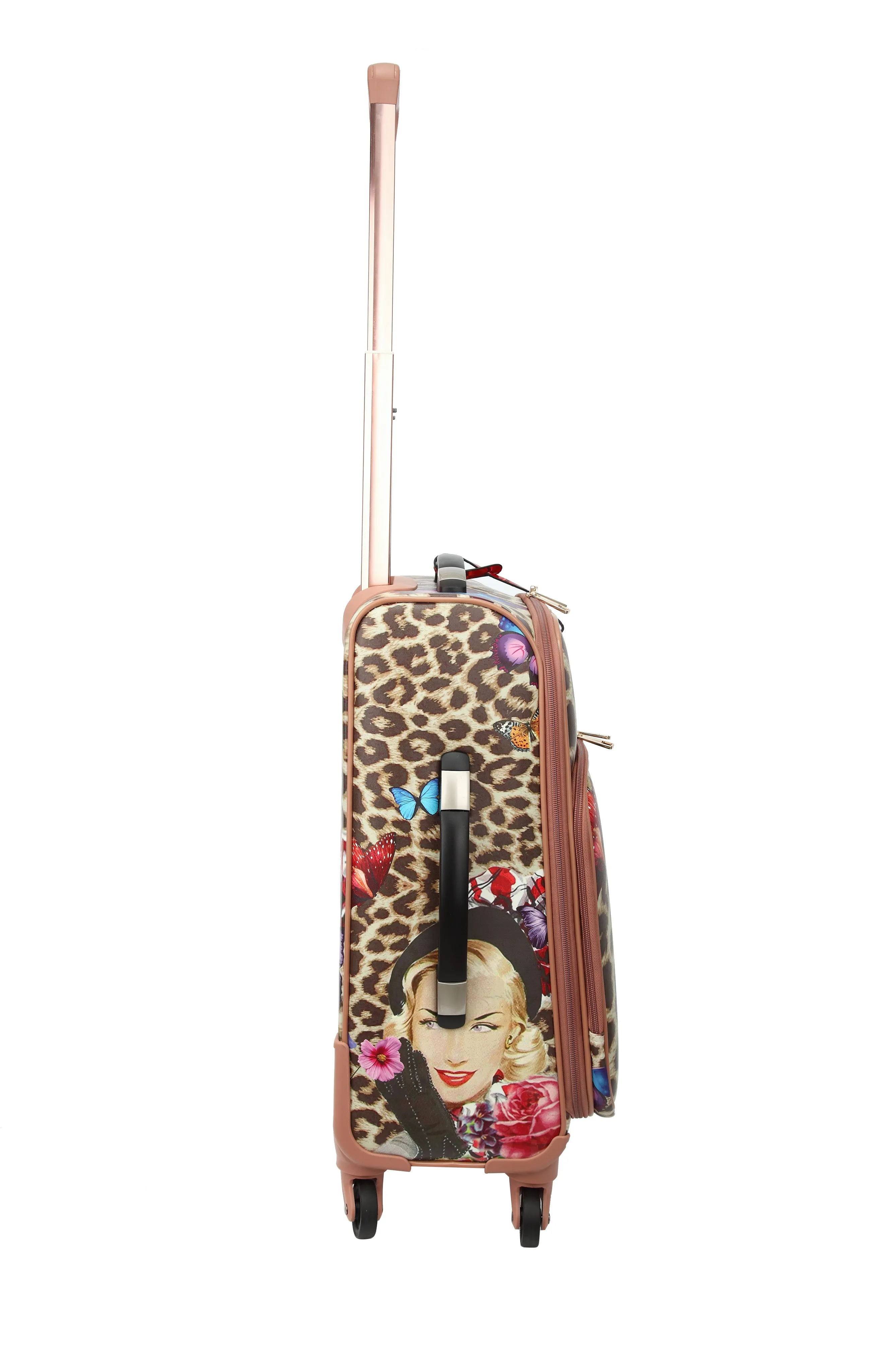 Leopard Vintage Carry on Luggage with Spinner Wheels