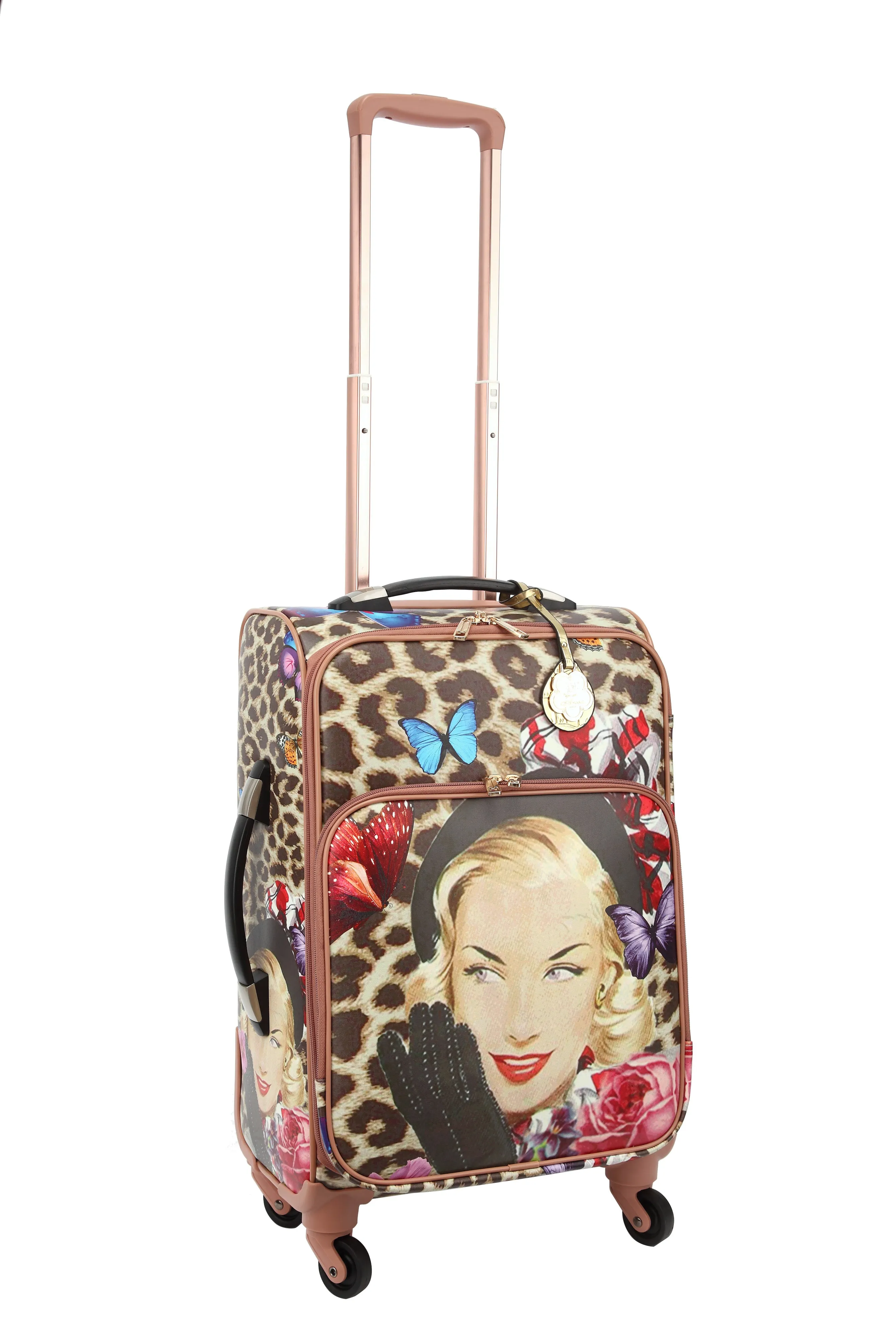 Leopard Vintage Carry on Luggage with Spinner Wheels