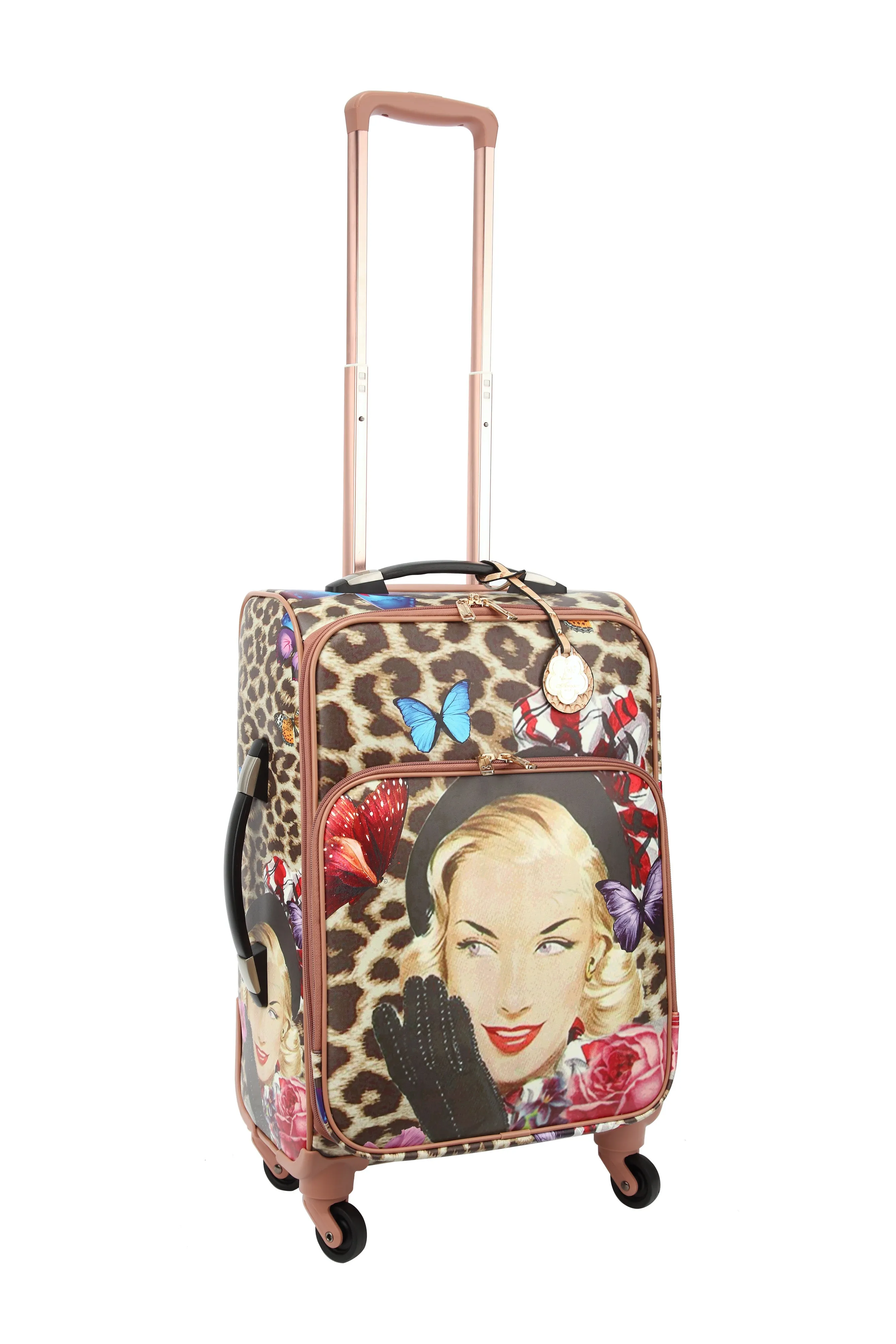 Leopard Vintage Carry on Luggage with Spinner Wheels