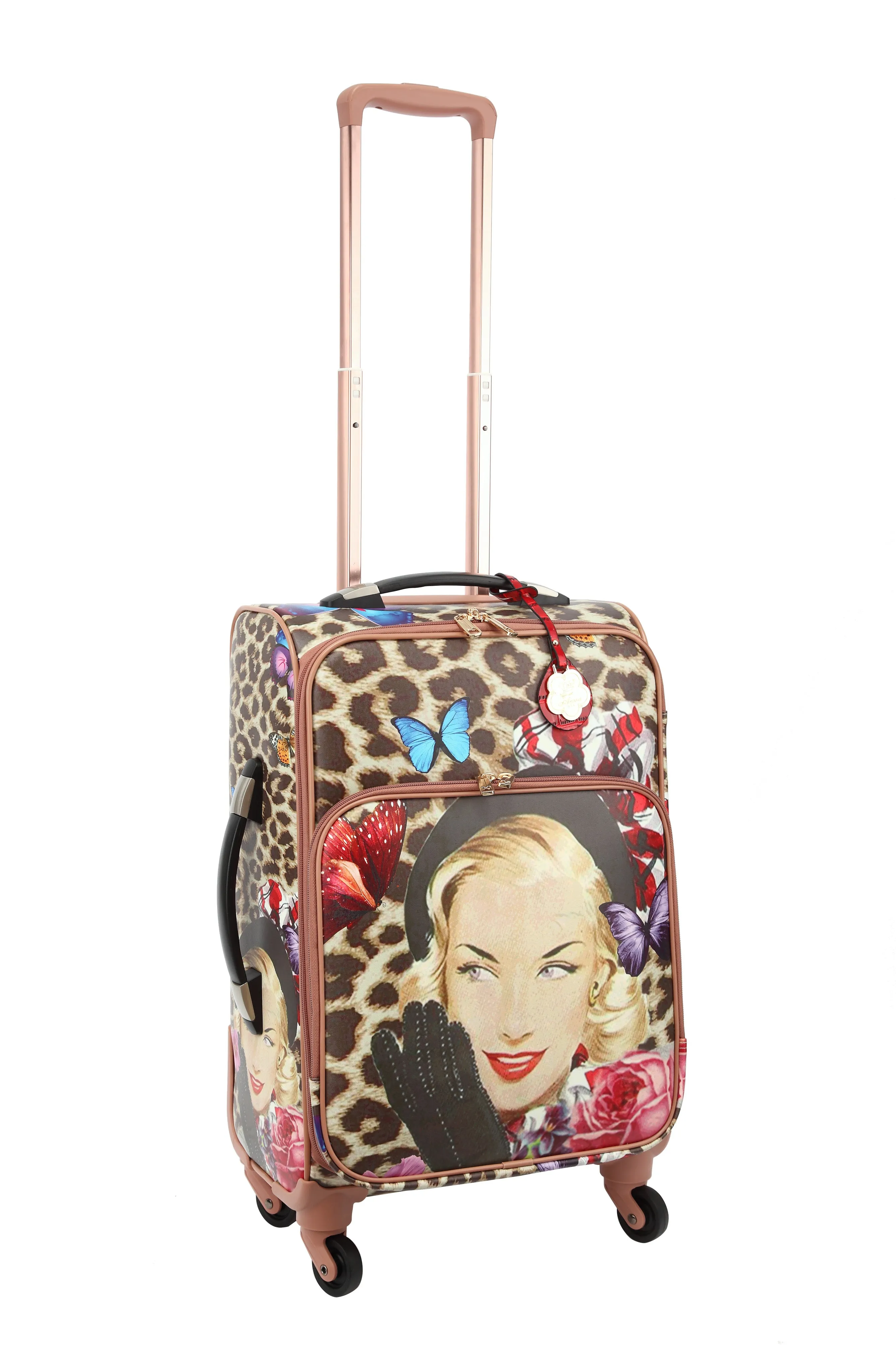 Leopard Vintage Carry on Luggage with Spinner Wheels