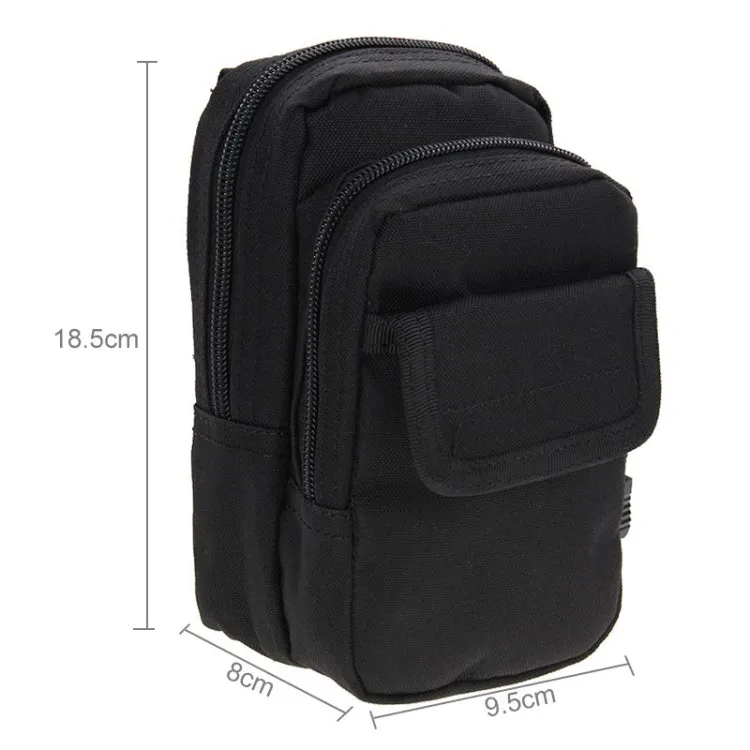 Multi-function High Density Strong Nylon Fabric Waist Bag / Camera Bag / Mobile Phone Bag, Size: 9.5 x 18.5 x 8cm(Black)