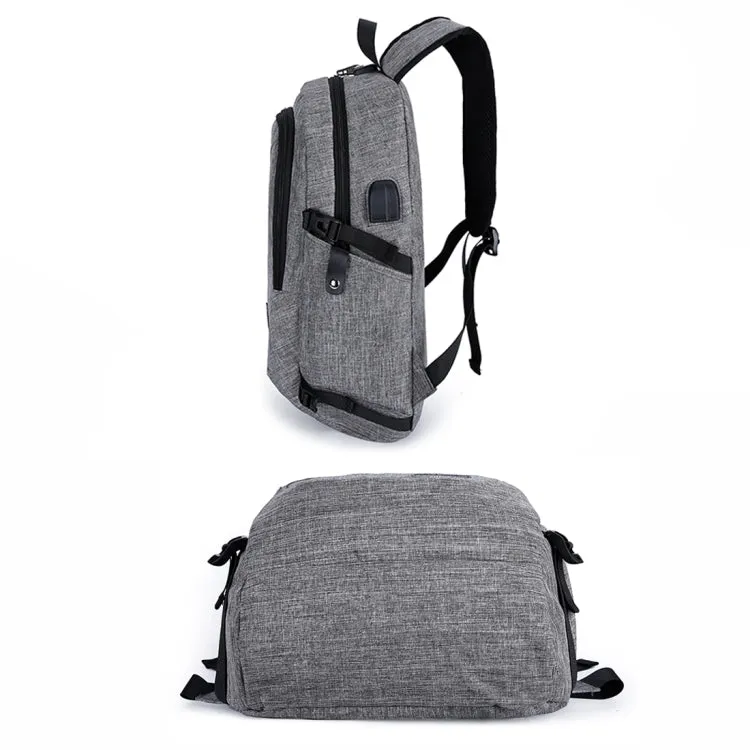 Multi-Function Large Capacity Travel Casual Backpack Laptop Computer Bag with External USB Charging Interface & Headphone Jack & Anti-theft Lock for Men(Grey)