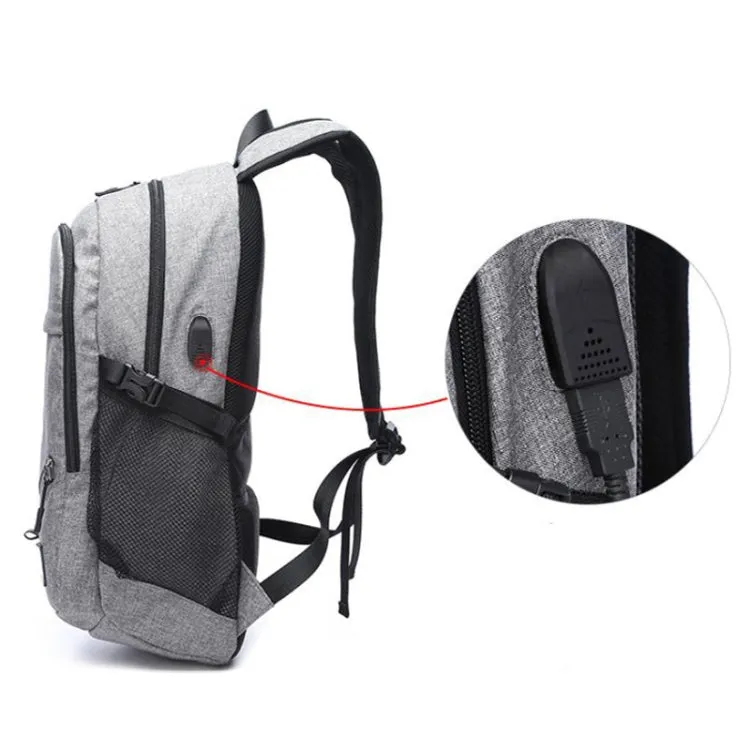 Multifunction Student Basketball Bag Men Outdoor Hiking Fitness Sports Bag, with External USB Charging Port(Grey)