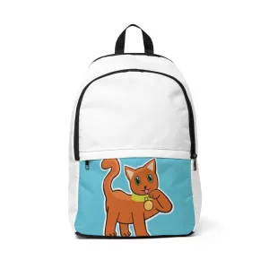 Orange Kitty Unisex Fabric Backpack